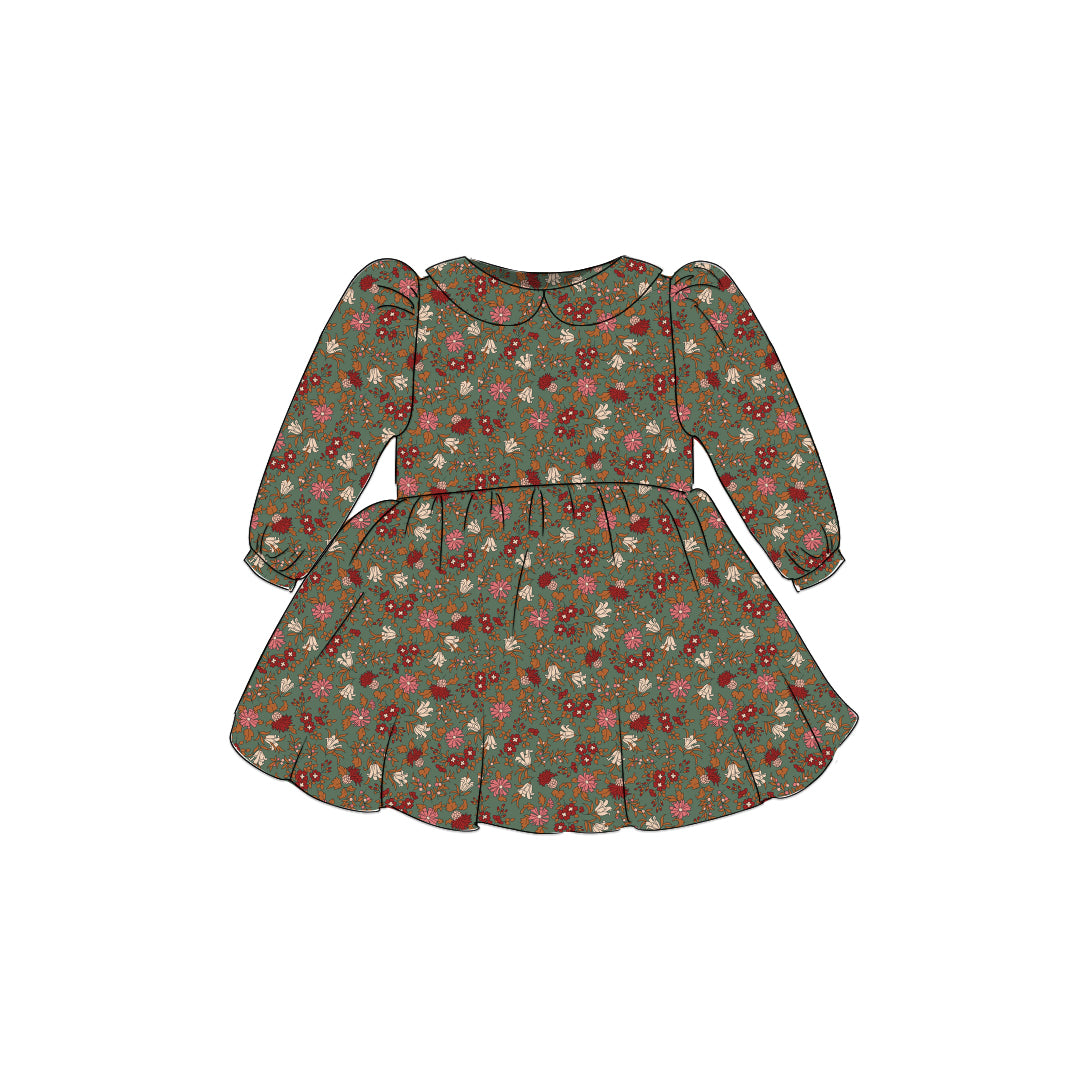 Autumn Berries - Vintage Style Basque Dress