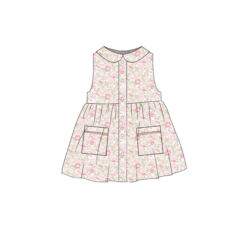 Apricot Blossom - Smock Collared Dress