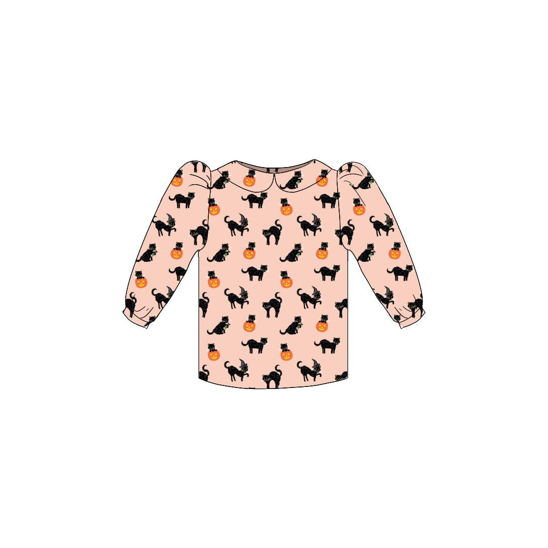 Black Cats - Puff Sleeve Blouse