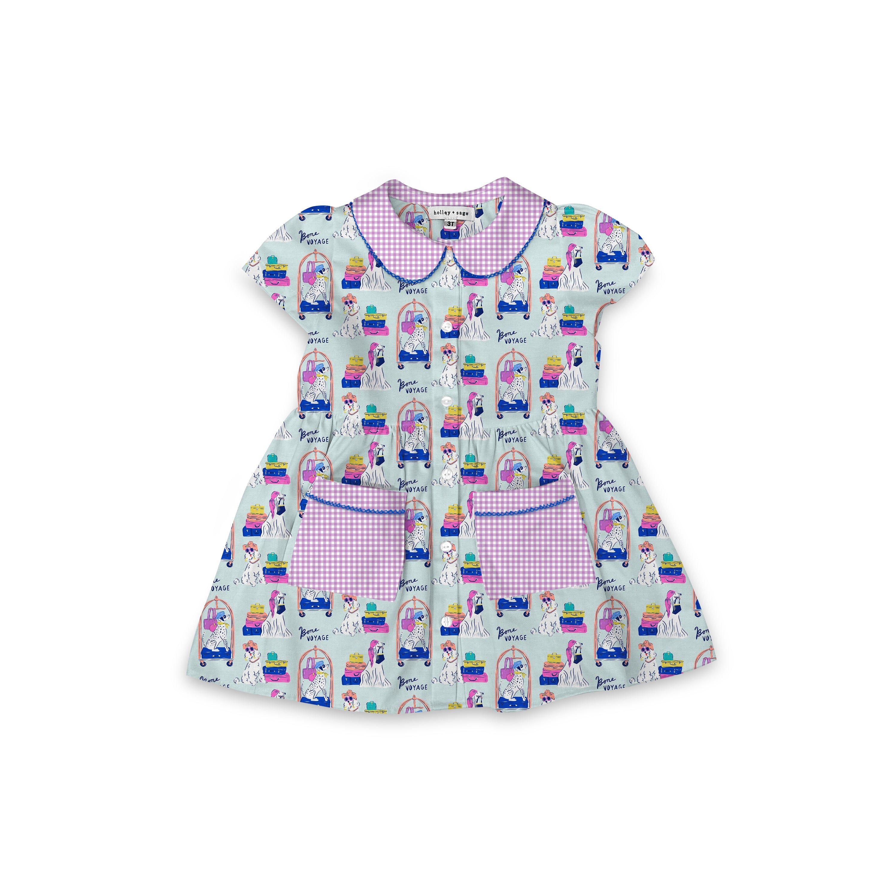 Bone Voyage - Smock Collared Dress with Contrast Pockets and Collar