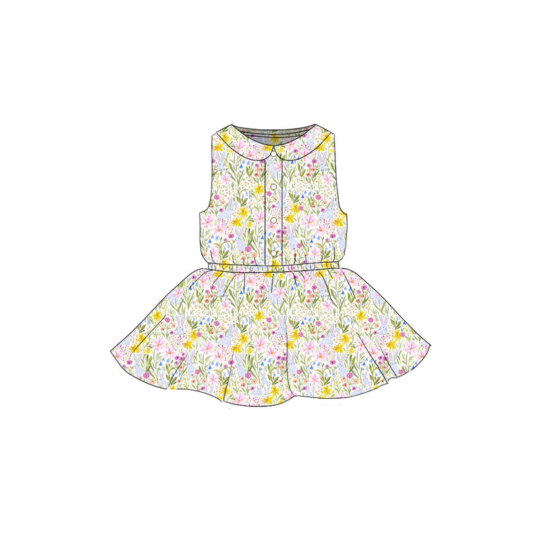 Bunny Flower - Button Front Twirl Dress