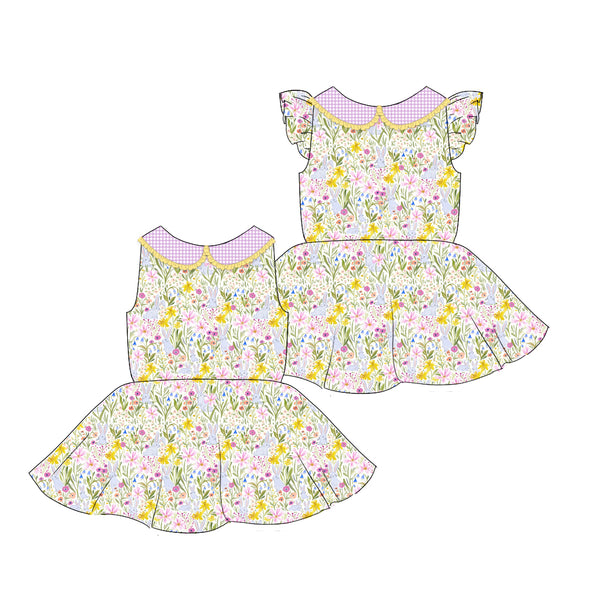 Bunny Flower - Collared Back Twirl Dress