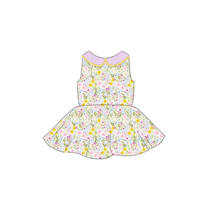 Bunny Flower - Collared Back Twirl Dress