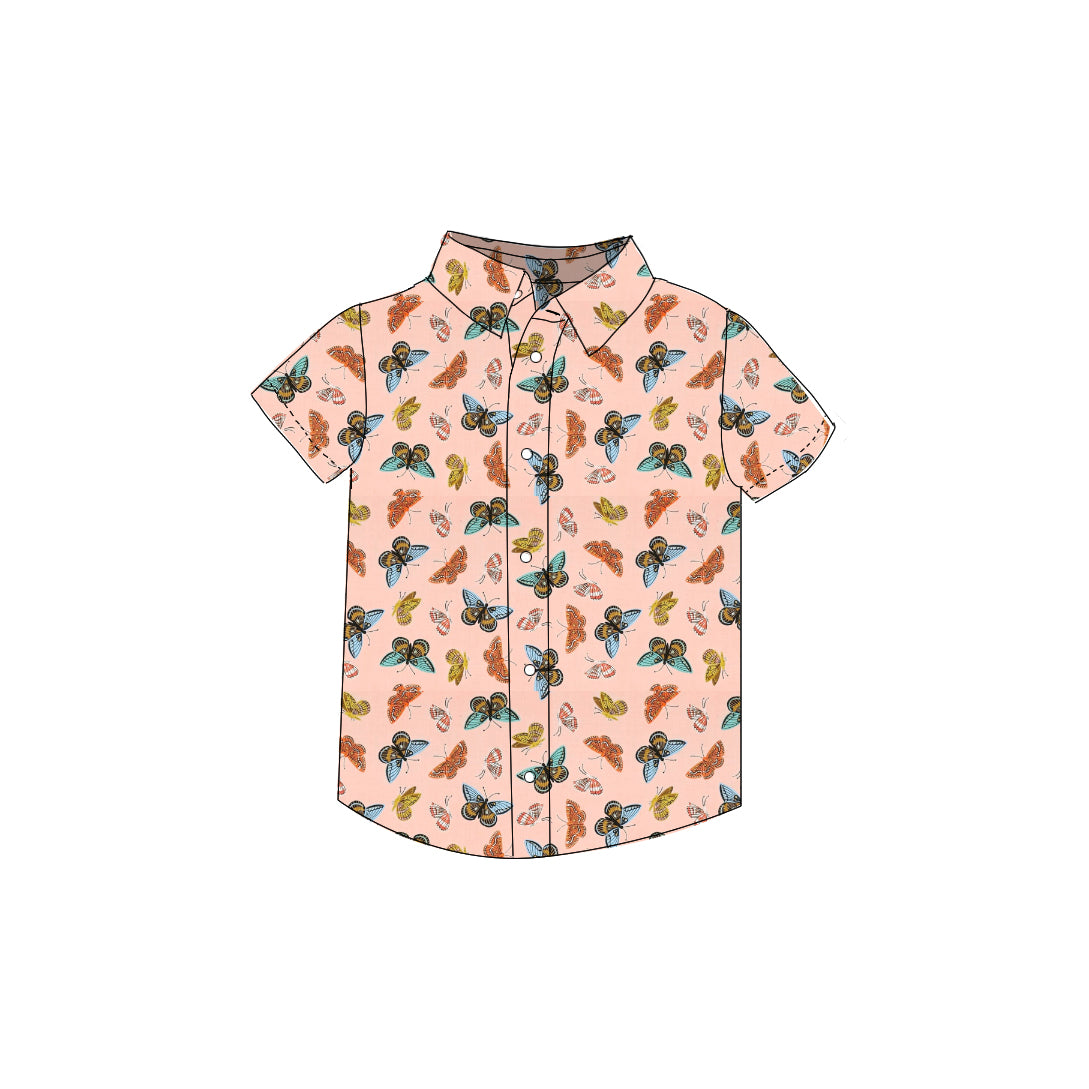 Pink Butterfly - Button Up Shirt