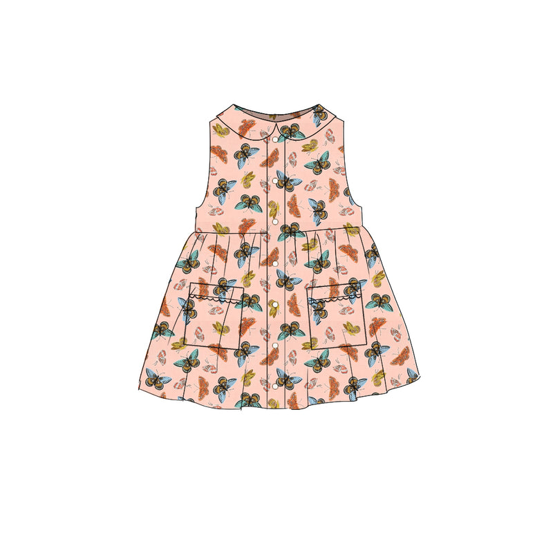 Pink Butterfly - Smock Collared Dress