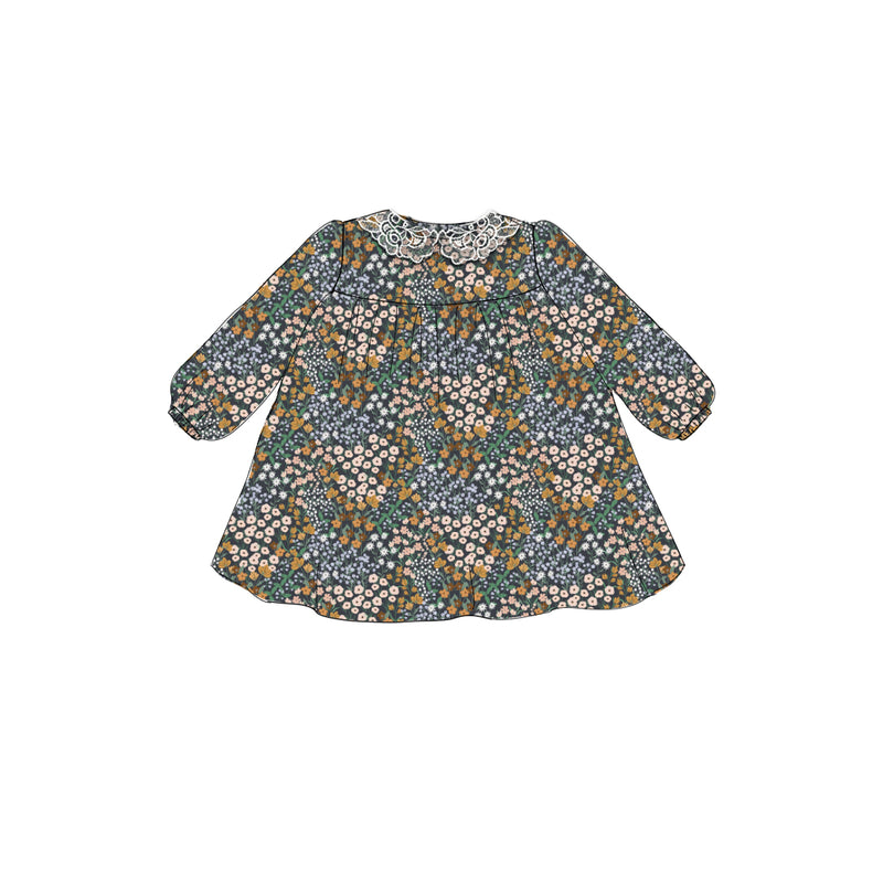 Charcoal Flower Field - Swing Dress