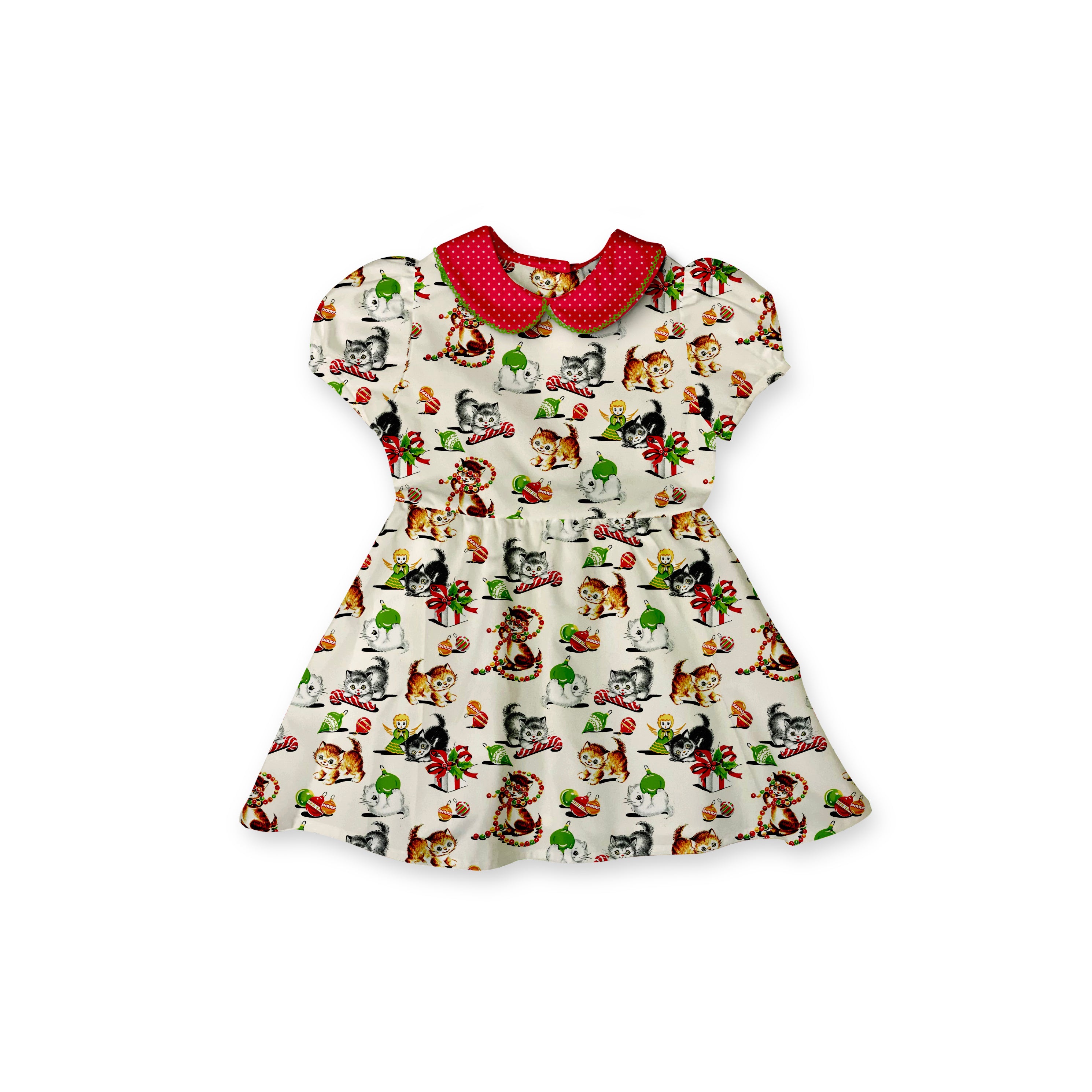 Christmas Kitties - Vintage Style Basque Dress