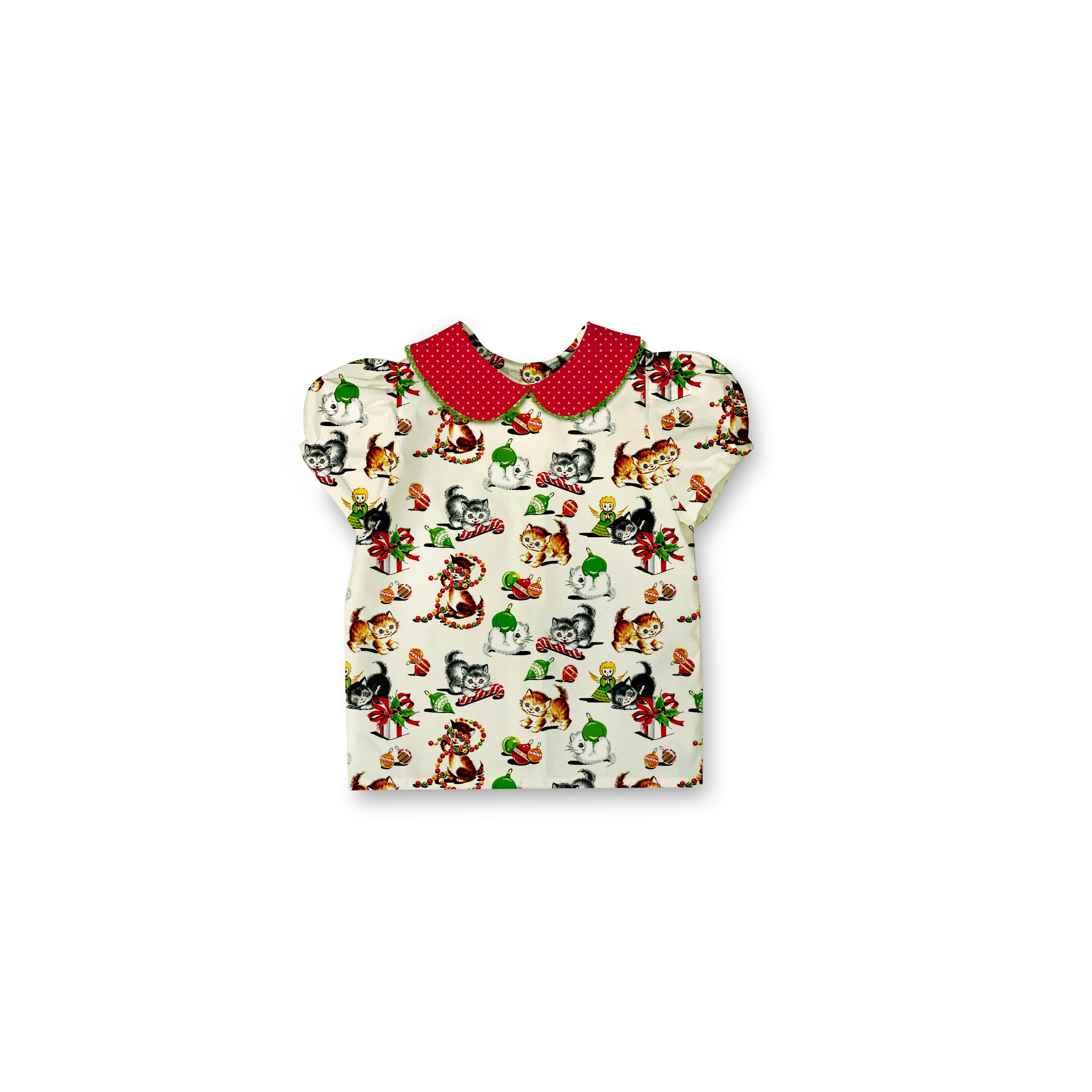 Christmas Kitties - Puff Sleeve Blouse
