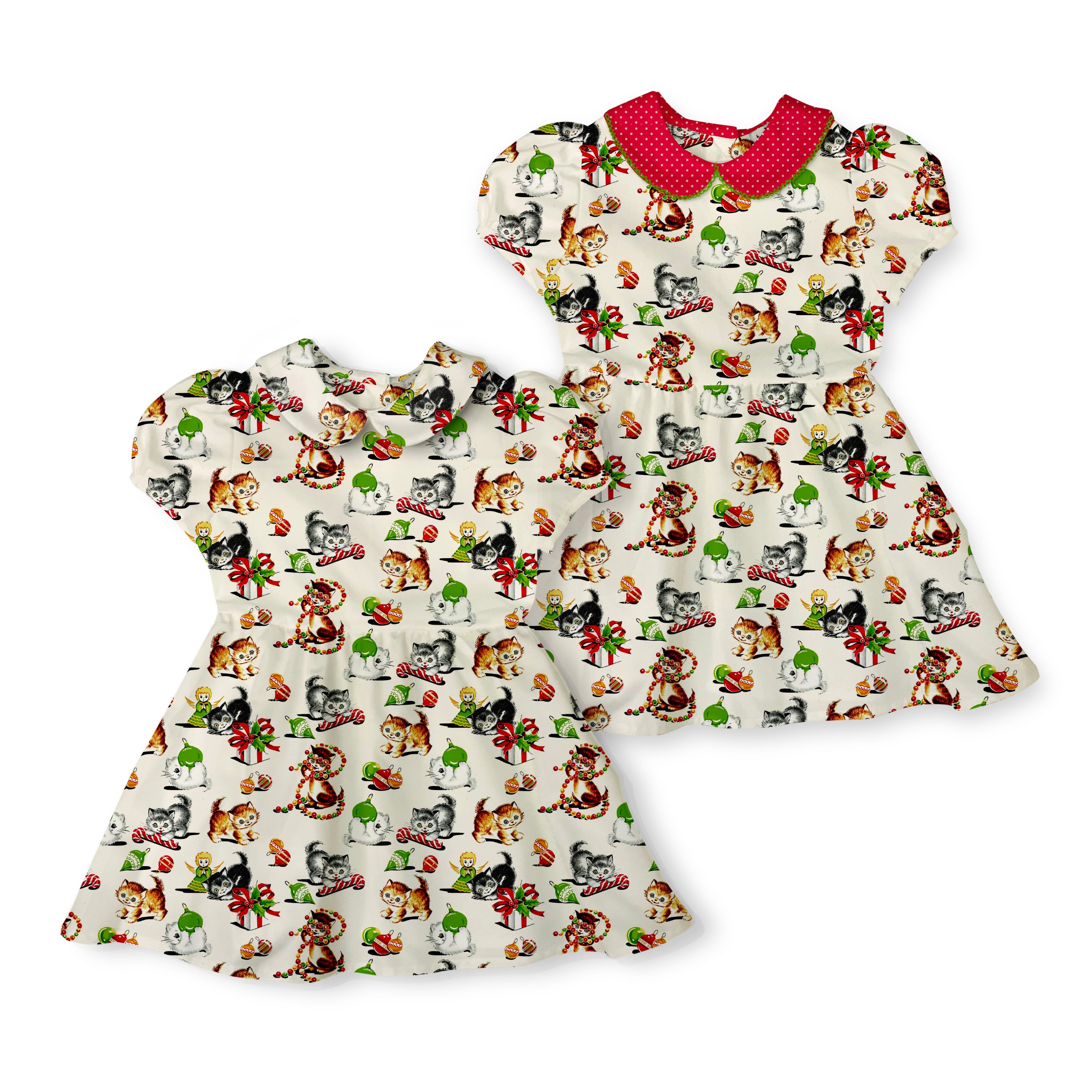 Christmas Kitties - Vintage Style Basque Dress