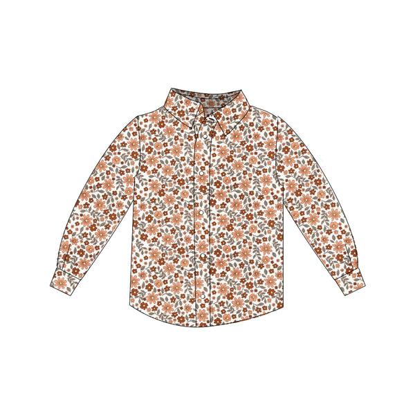 Corduroy Fleur Brune- Button Up Shirt
