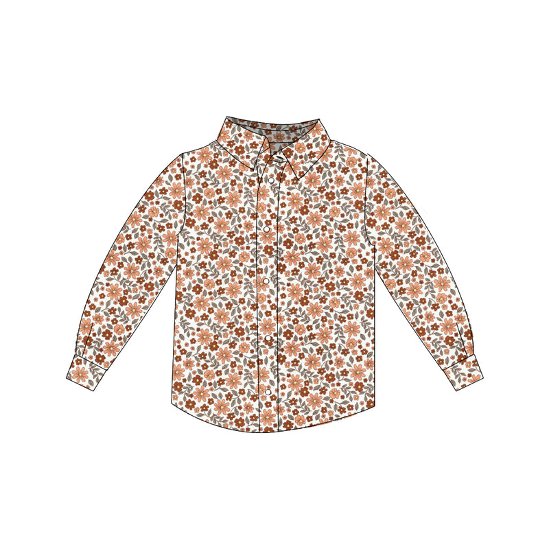 Corduroy Fleur Brune- Button Up Shirt