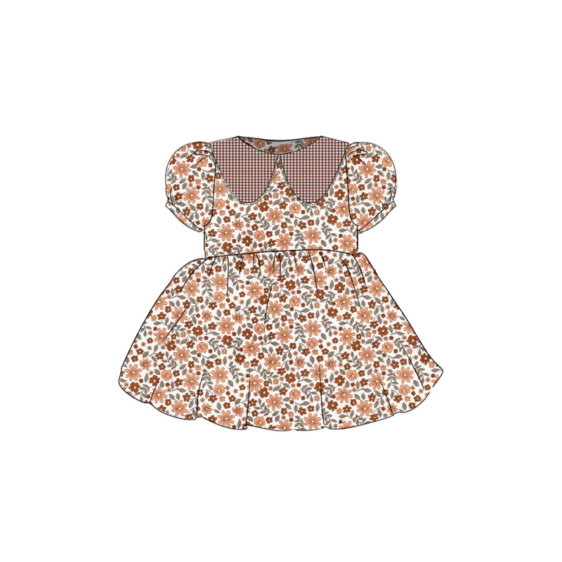 Corduroy Fleur Brune- Vintage Style Basque Dress