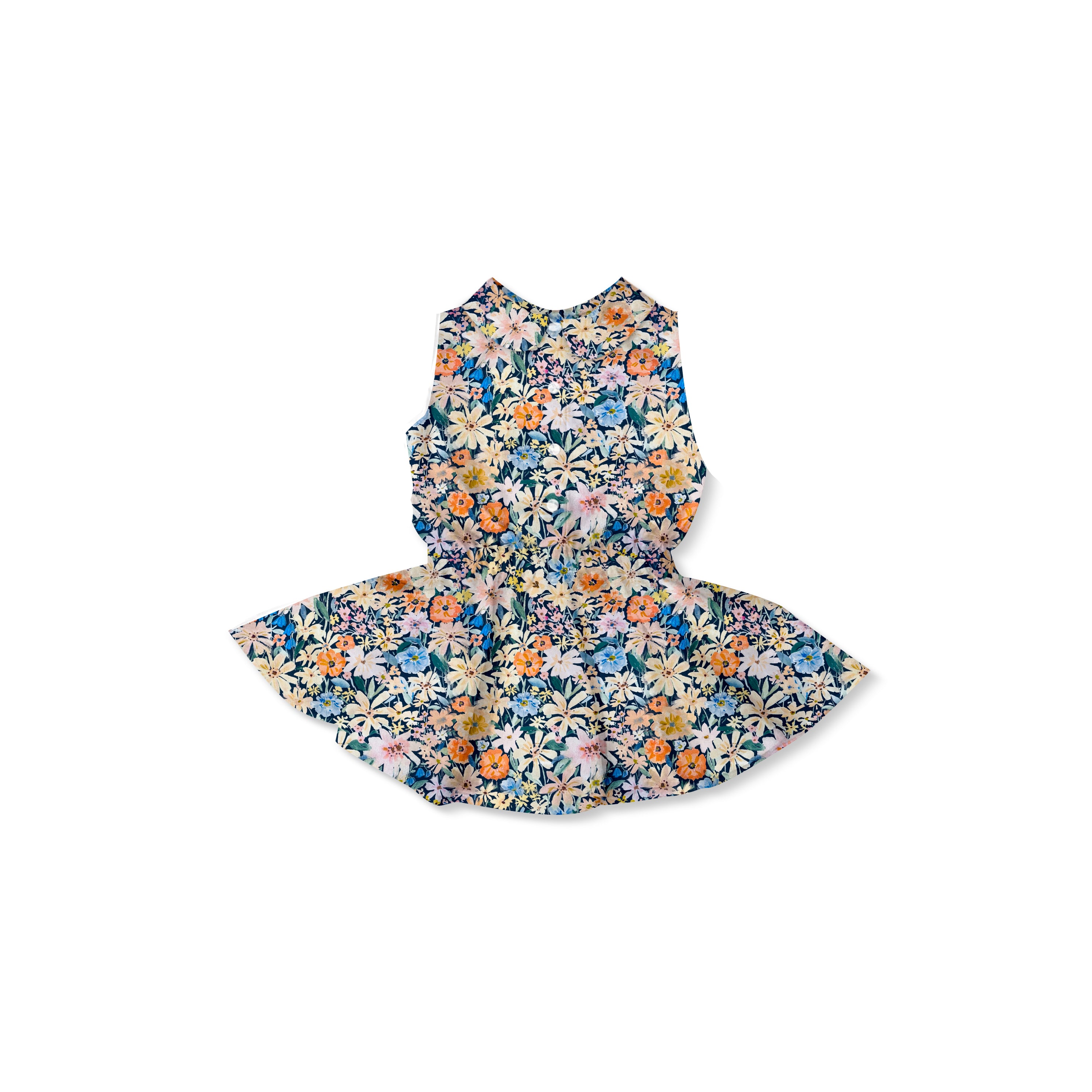 Denim Floral - Button Front Twirl Dress