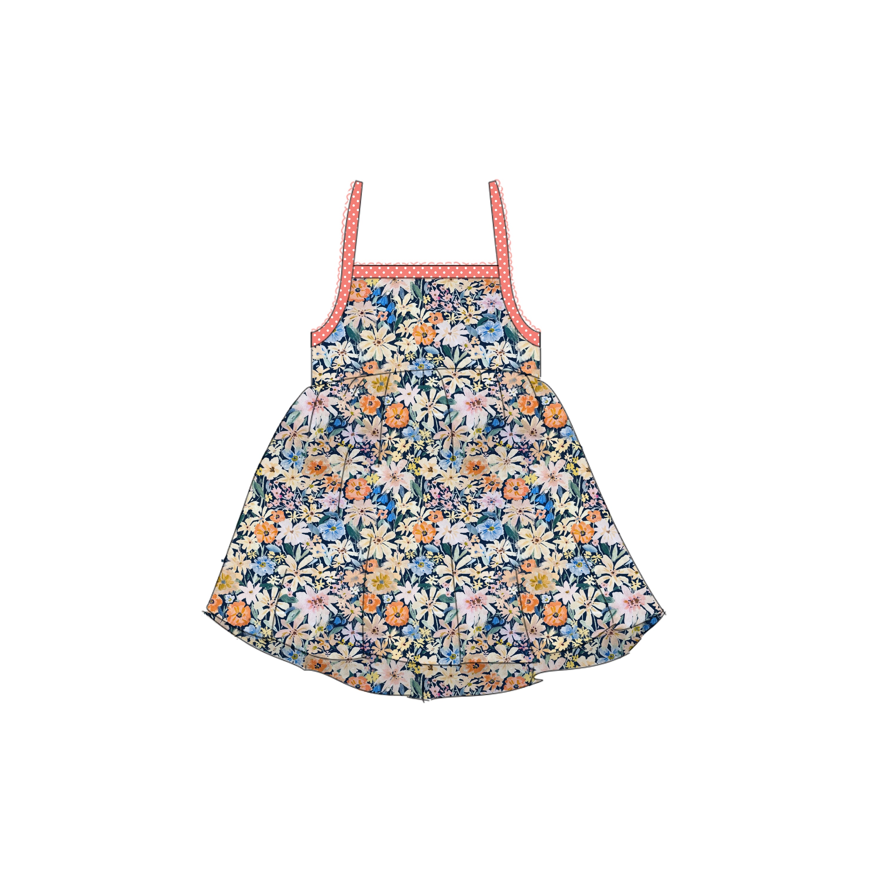 Denim Floral - Tie Back Sundress