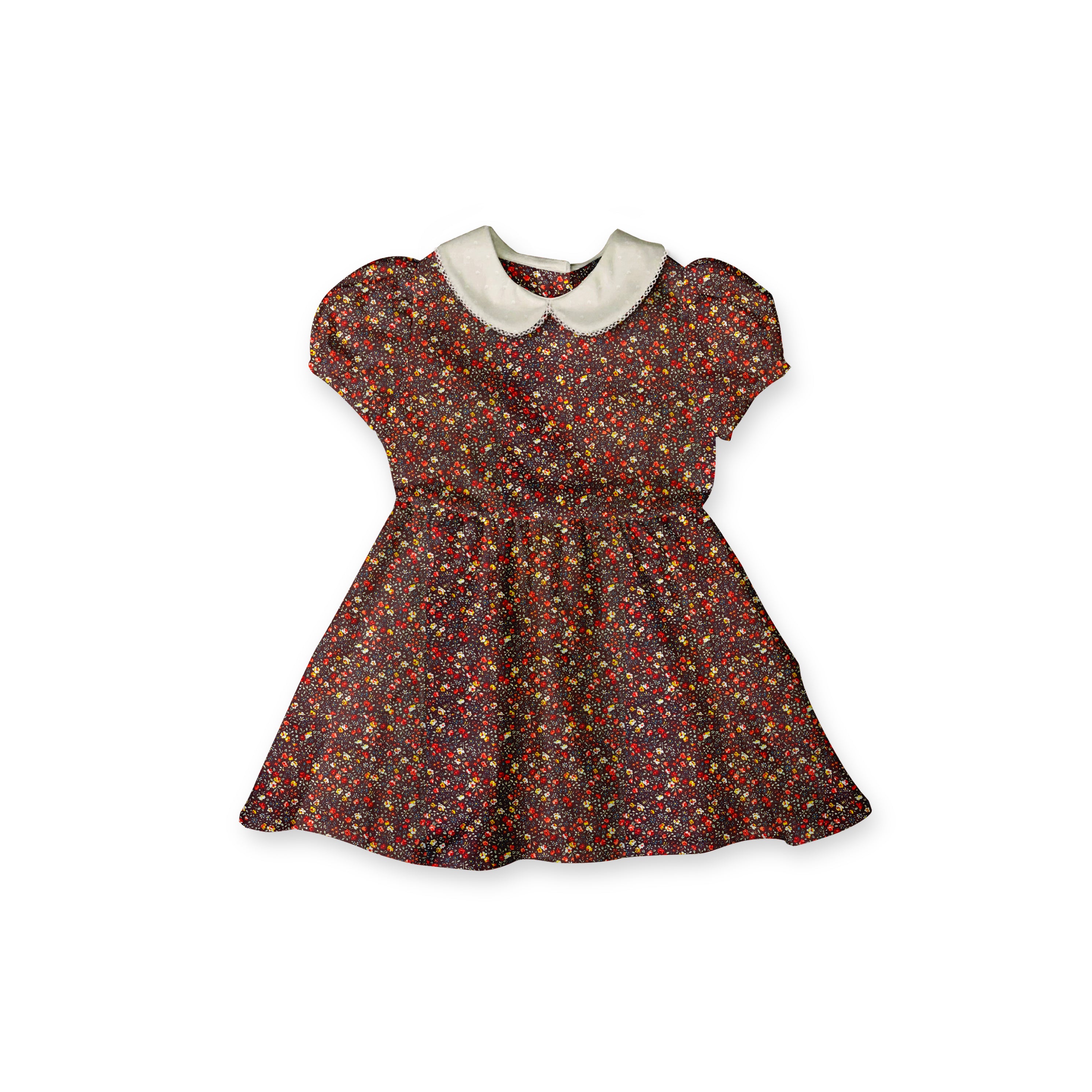Ditsy Autumn Floral - Vintage Style Basque Dress