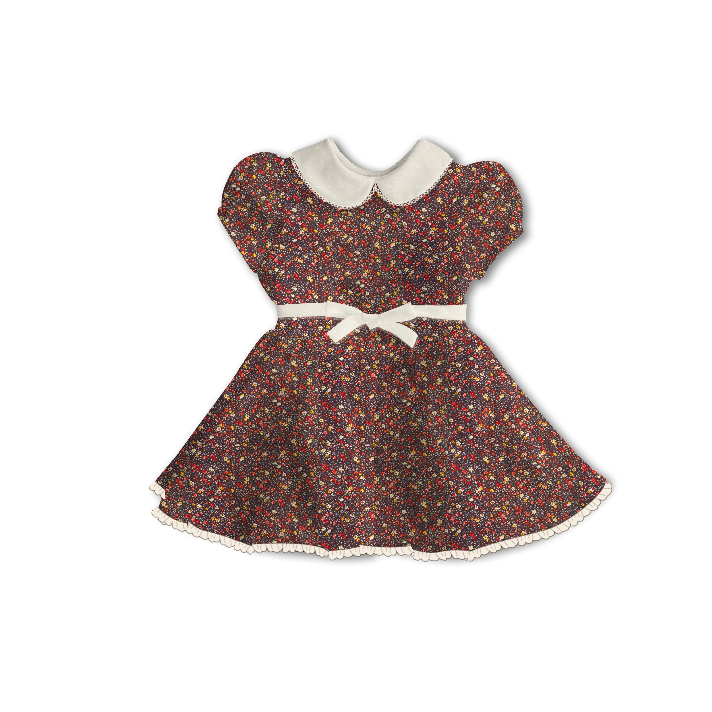 Ditsy Autumn Floral - Tea Basque Dress