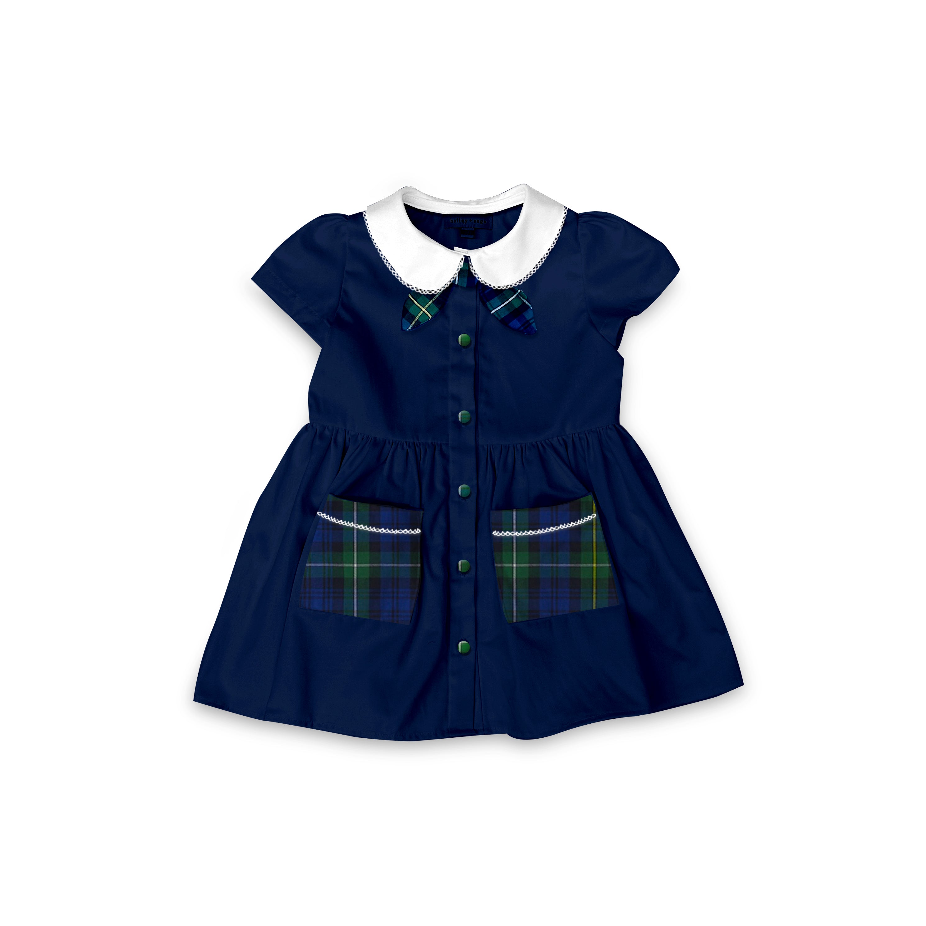 First Day Plaid Uniform Dress - Smock Collared Dress