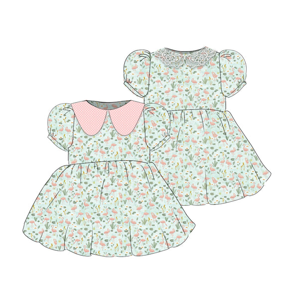 Flamingos - Vintage Style Basque Dress