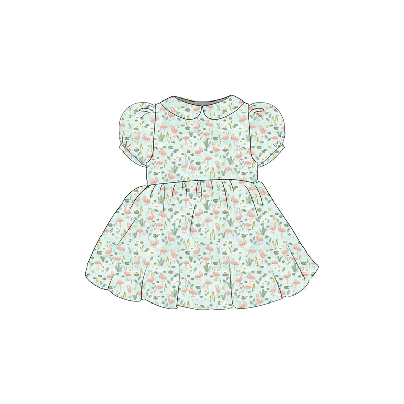 Flamingos - Vintage Style Basque Dress