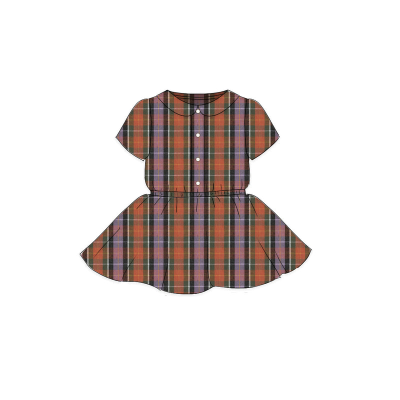 Changing Leaves Plaid - Button Front Twirl Dress