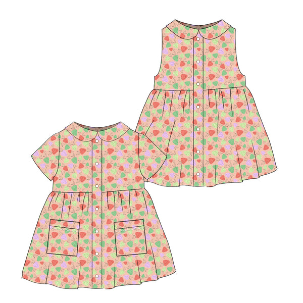 Gauze Strawberries - Smock Dress