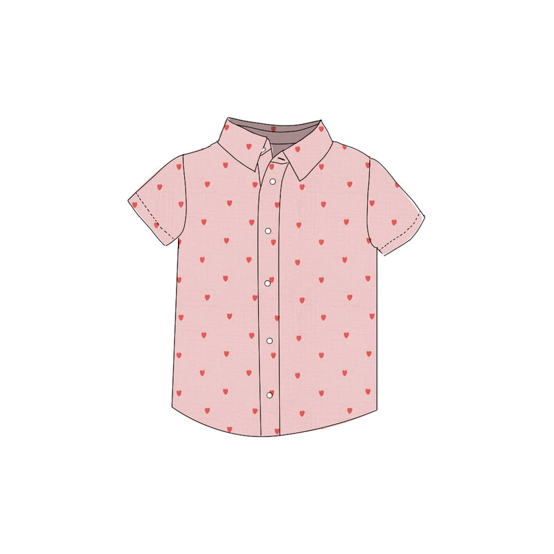 Embroidered Hearts - Button Up Shirt