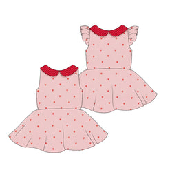 Embroidered Hearts - Collared Back Twirl Dress
