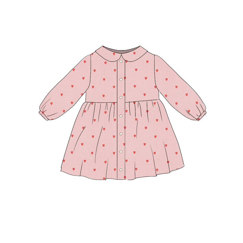 Embroidered Hearts - Smock Collared Dress