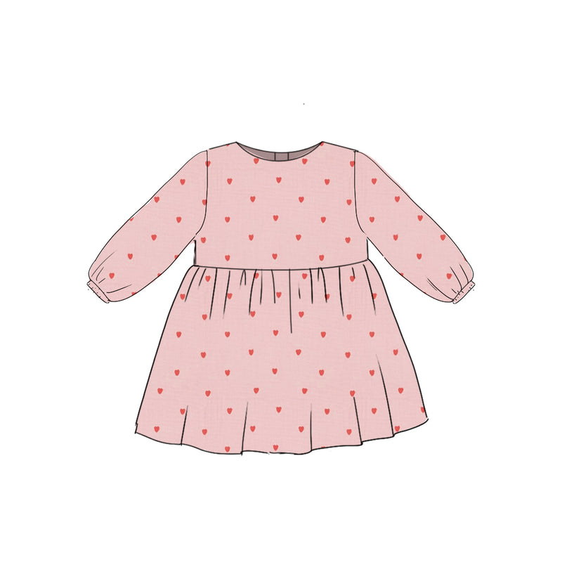 Embroidered Hearts - Simple Smock Dress