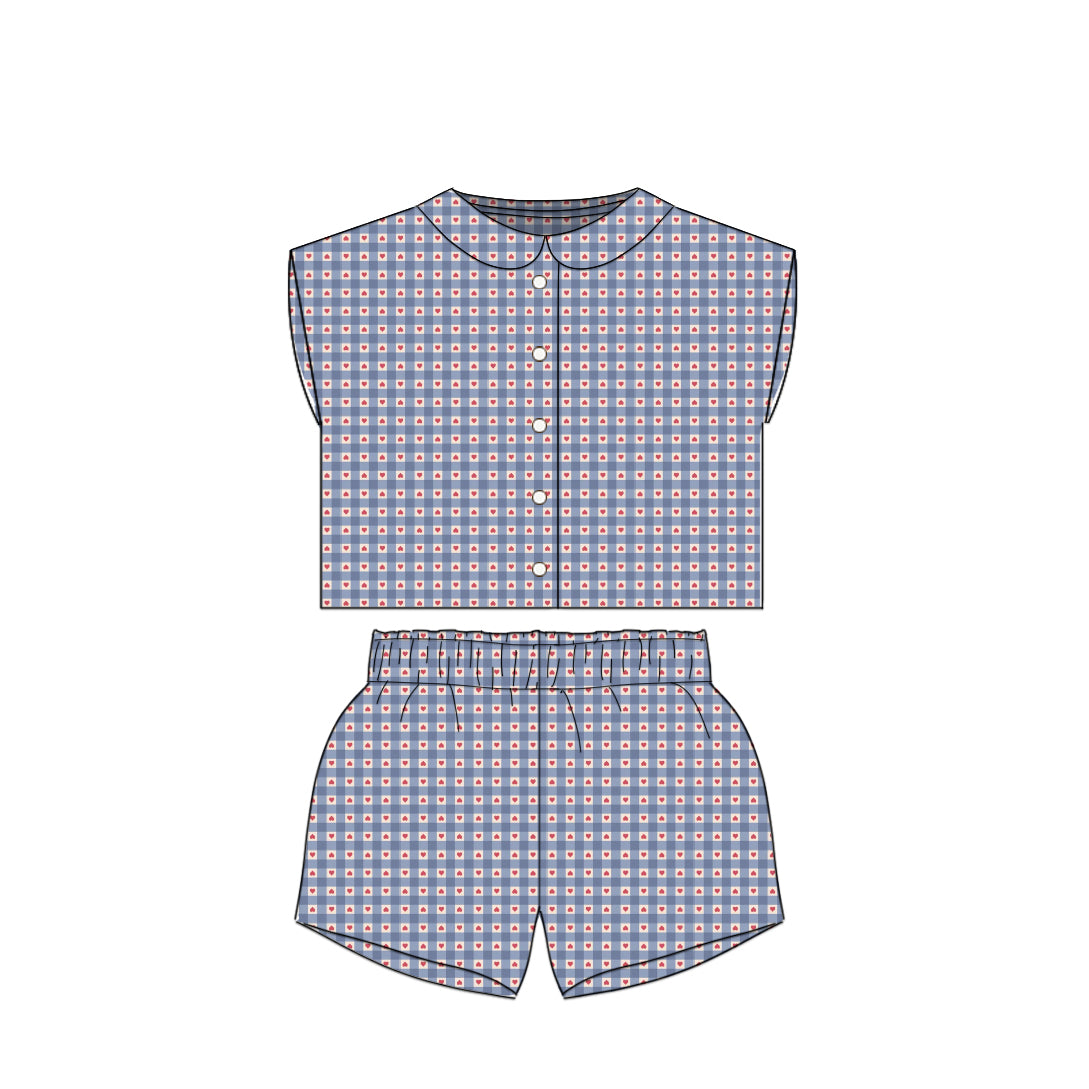 Heart Gingham - Boxier Crop Set