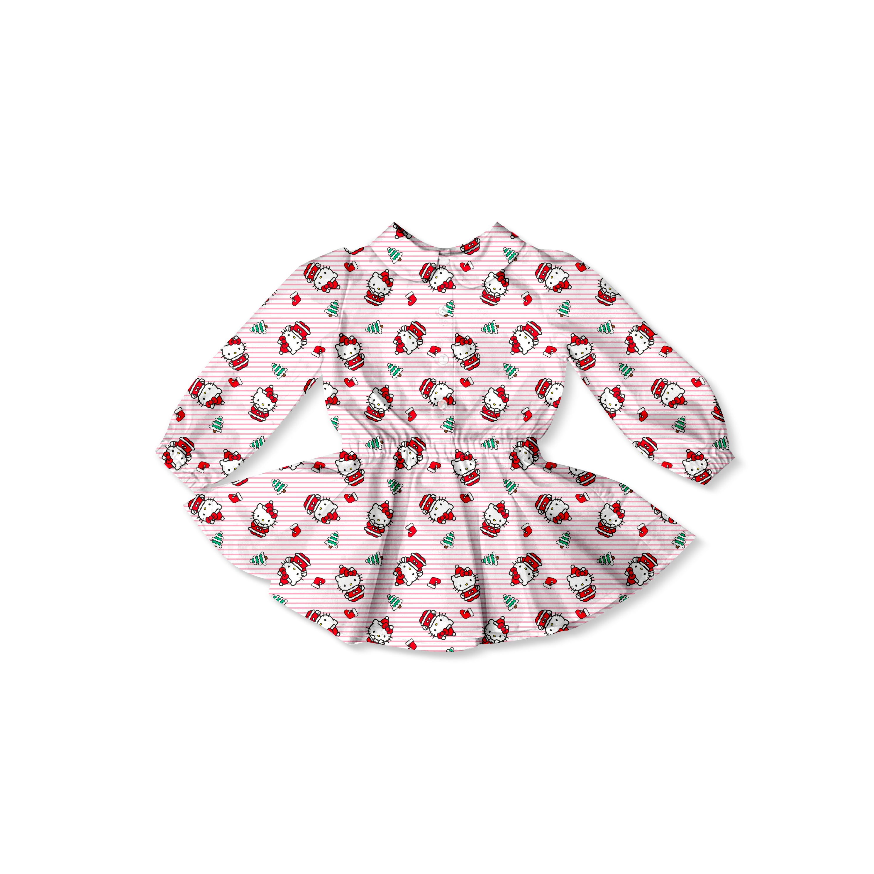 HK Christmas - Button Front Twirl Dress