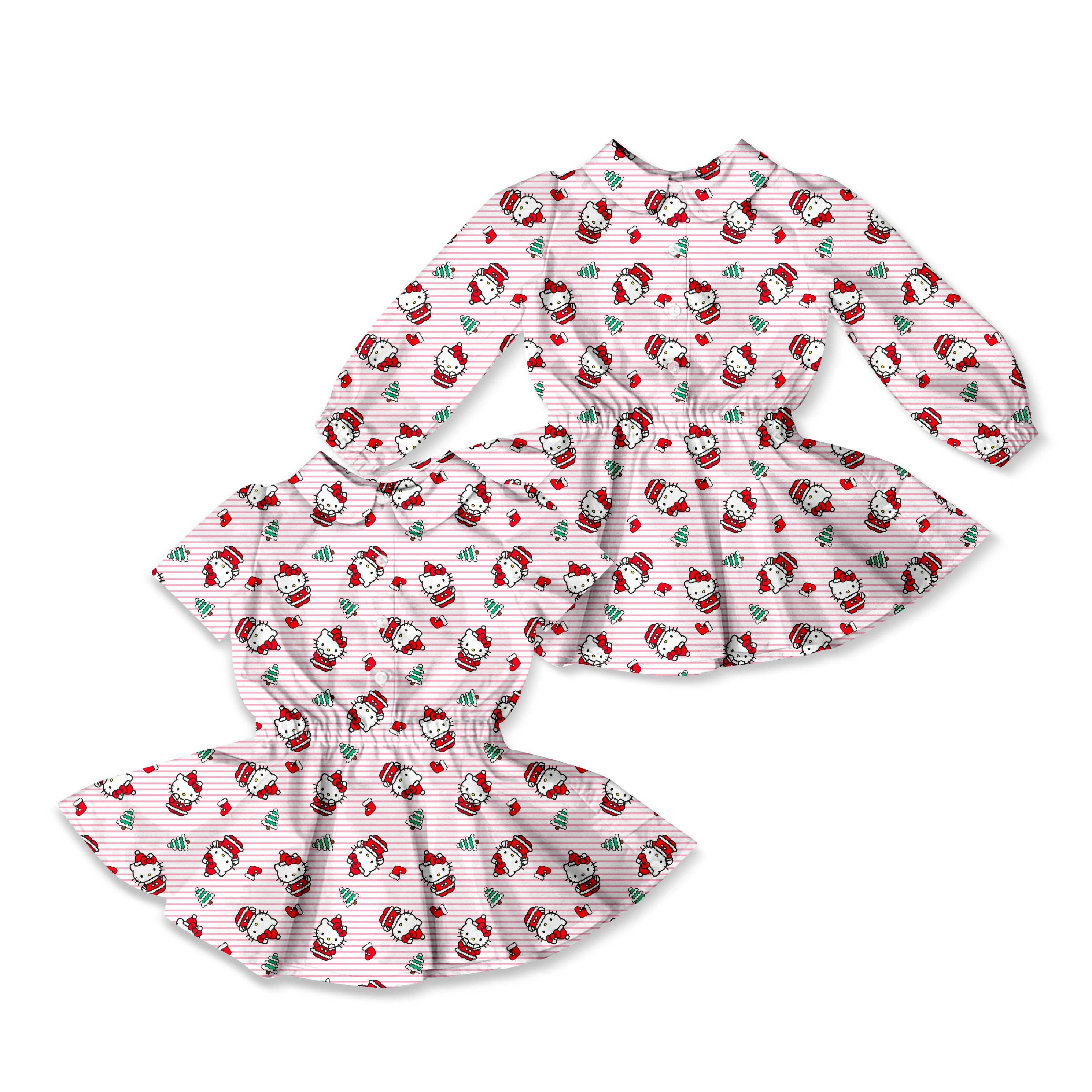 HK Christmas - Button Front Twirl Dress