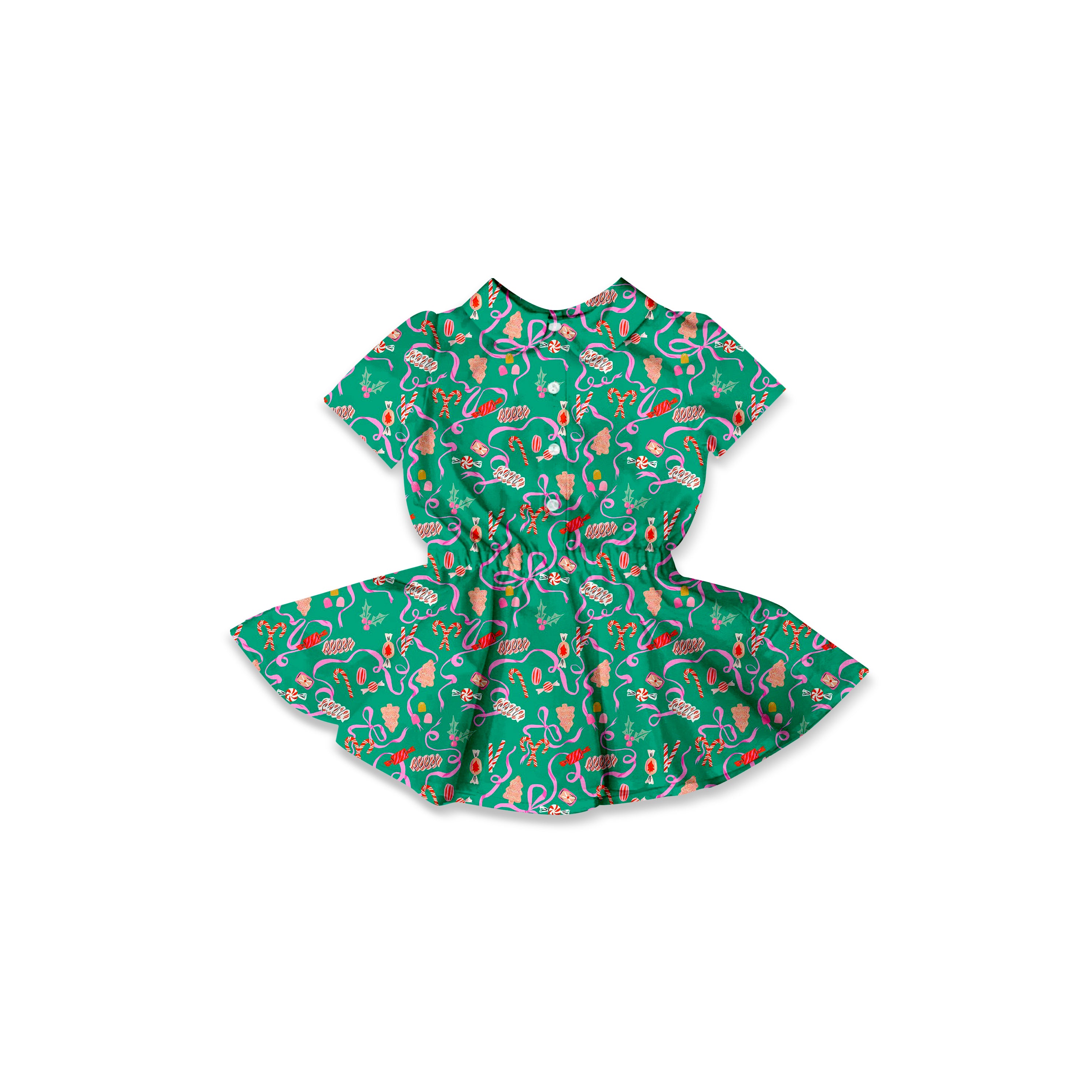Holiday Candy - Button Front Twirl Dress