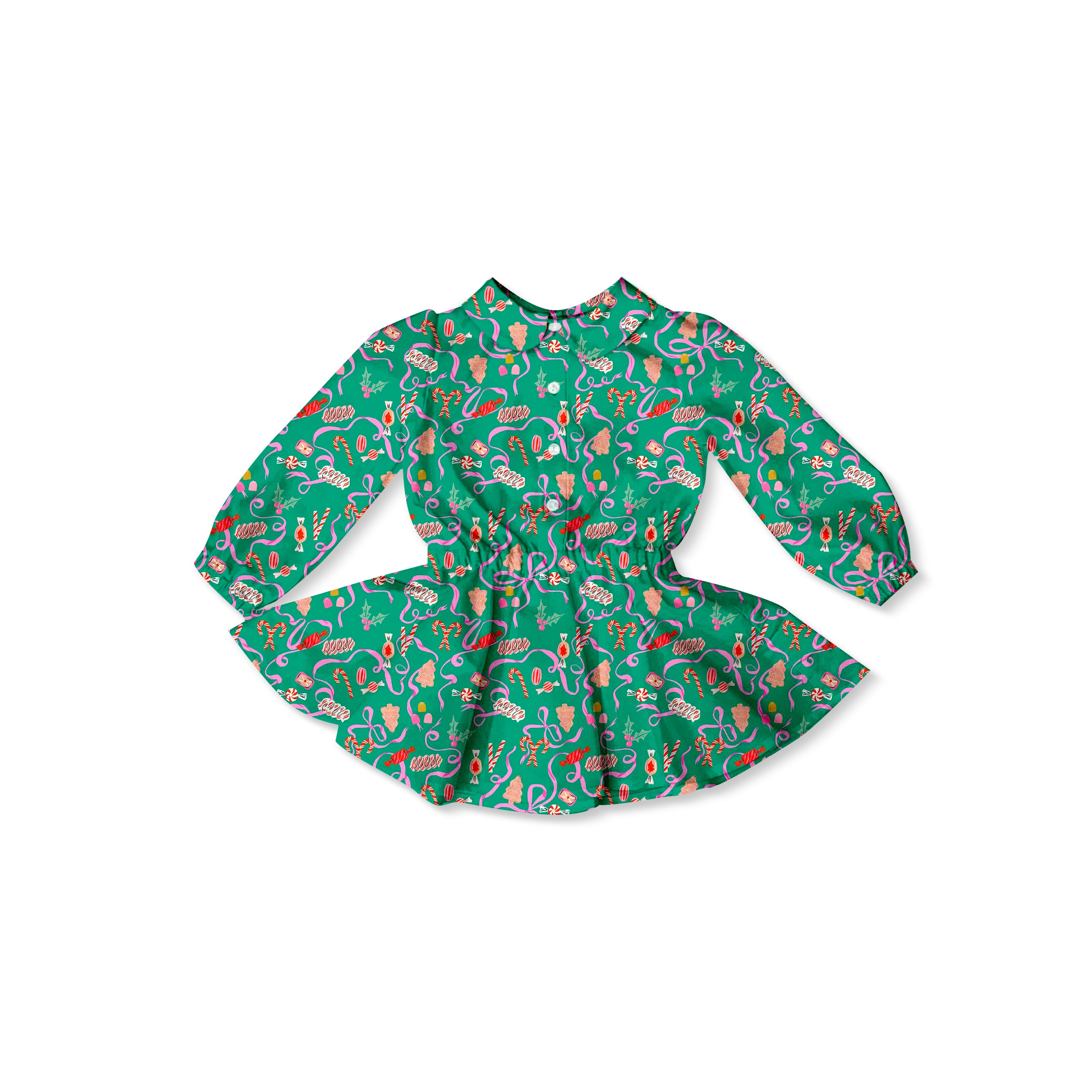 Holiday Candy - Button Front Twirl Dress