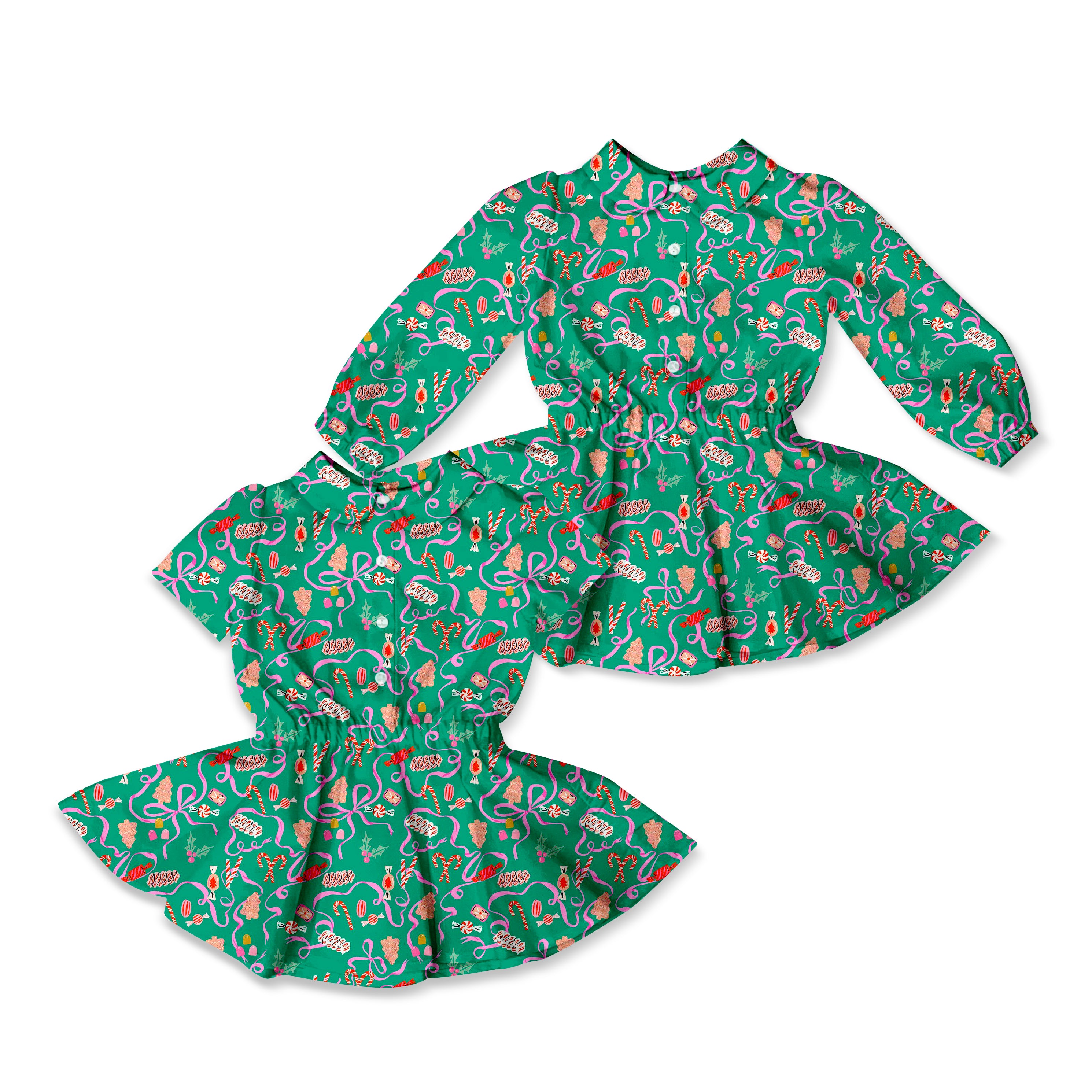 Holiday Candy - Button Front Twirl Dress