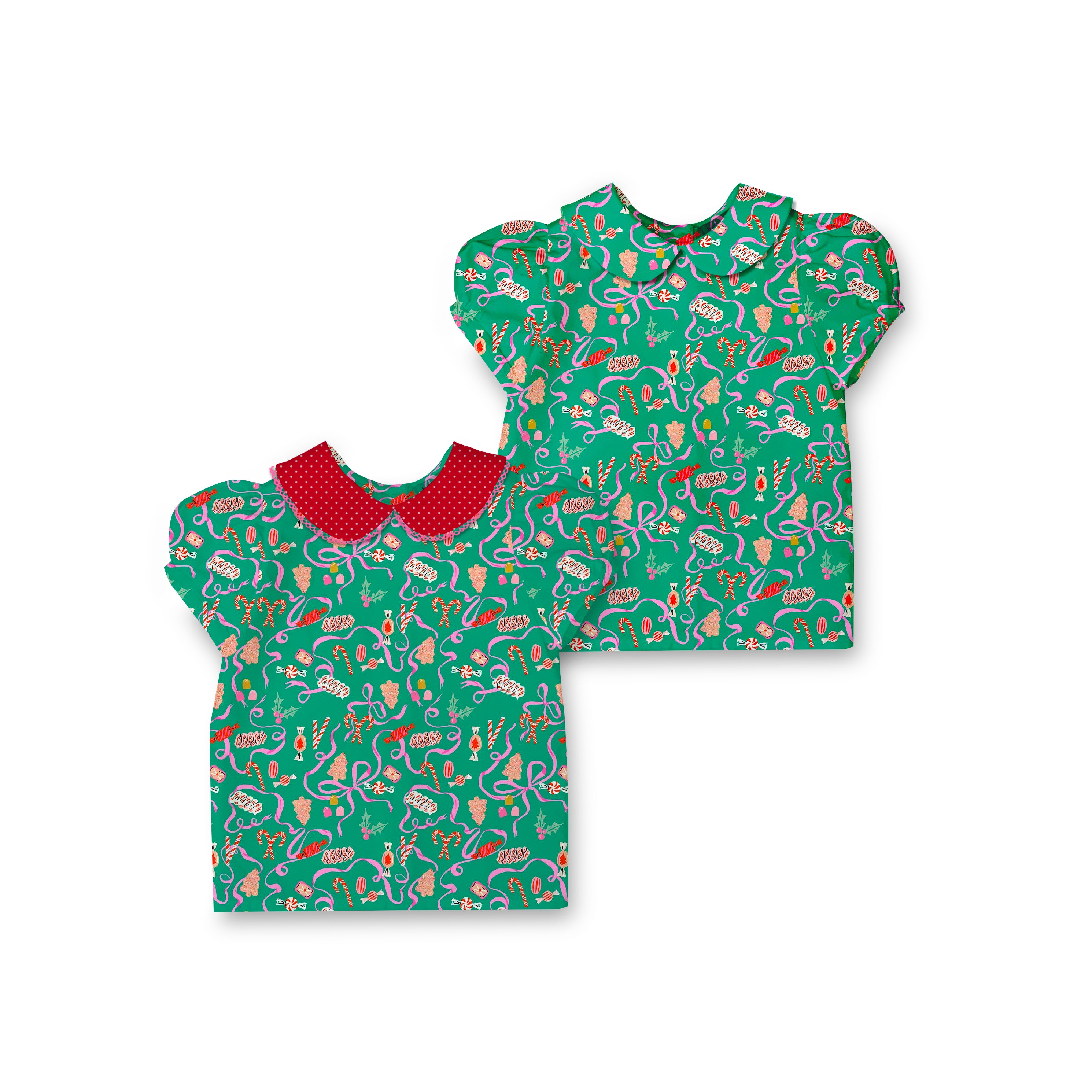 Holiday Candy - Puff Sleeve Blouse