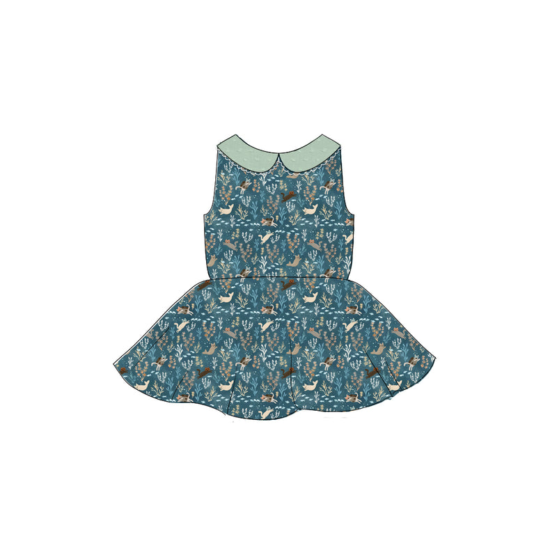 La Mer Kitties - Collared Back Twirl Dress