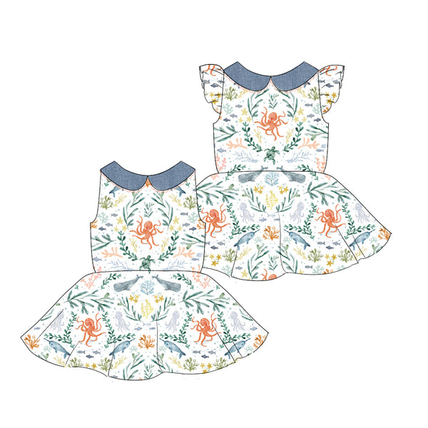 La Mer Toile - Collared Back Twirl Dress