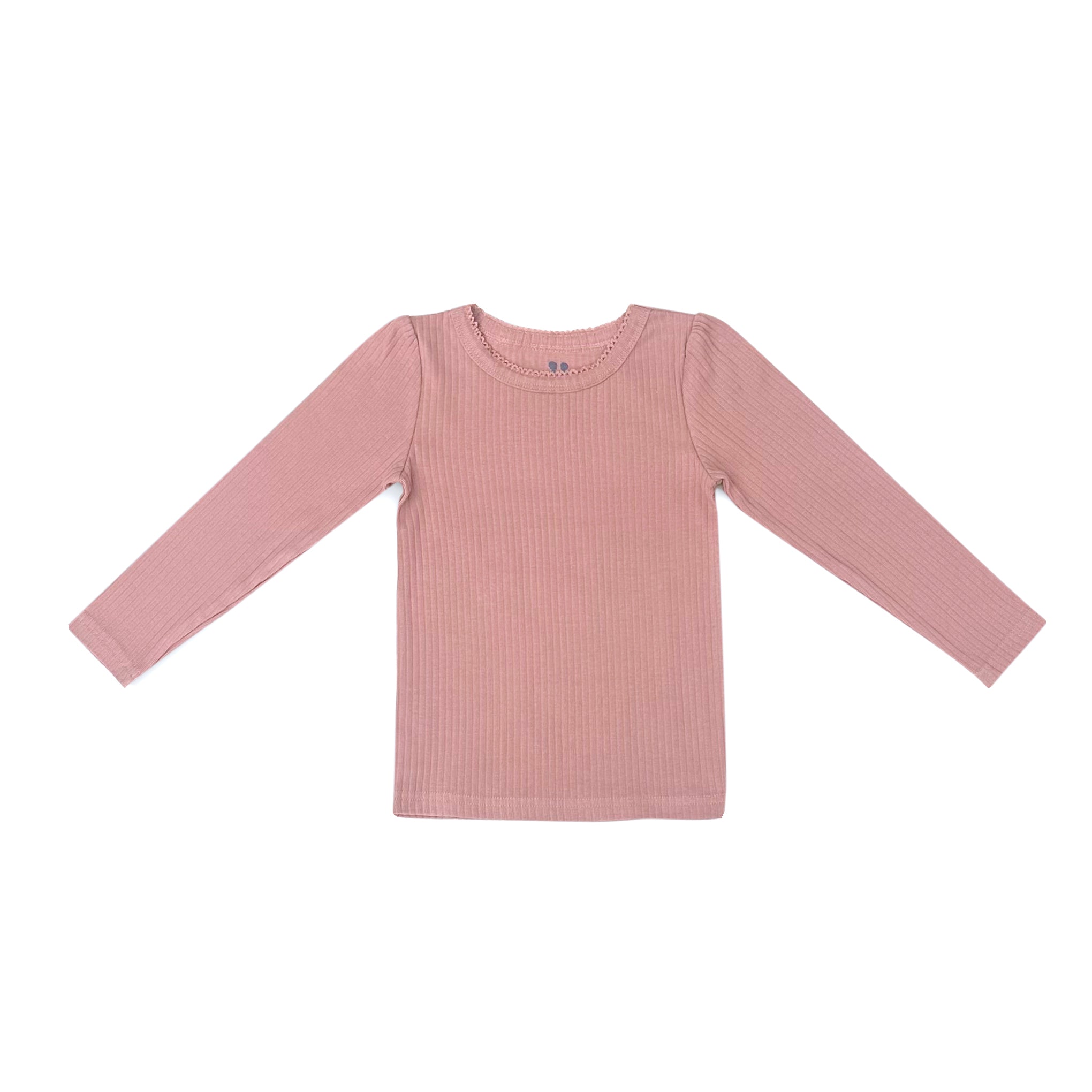 Rib Knit Long Sleeve Tee in Mauve