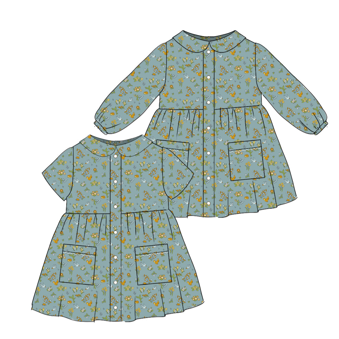 Misty Morning - Smock Collared Dress