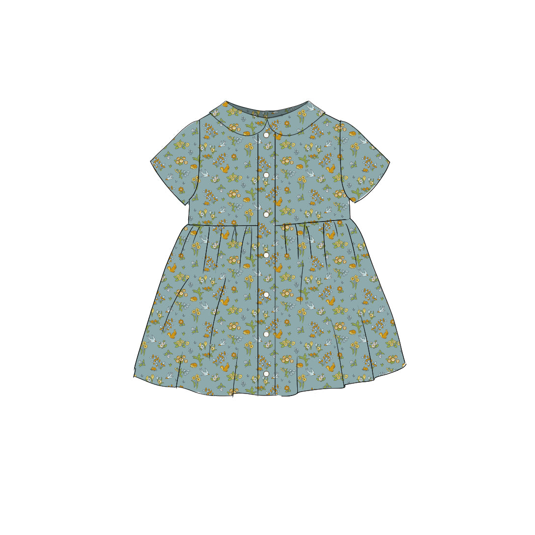 Misty Morning - Smock Collared Dress