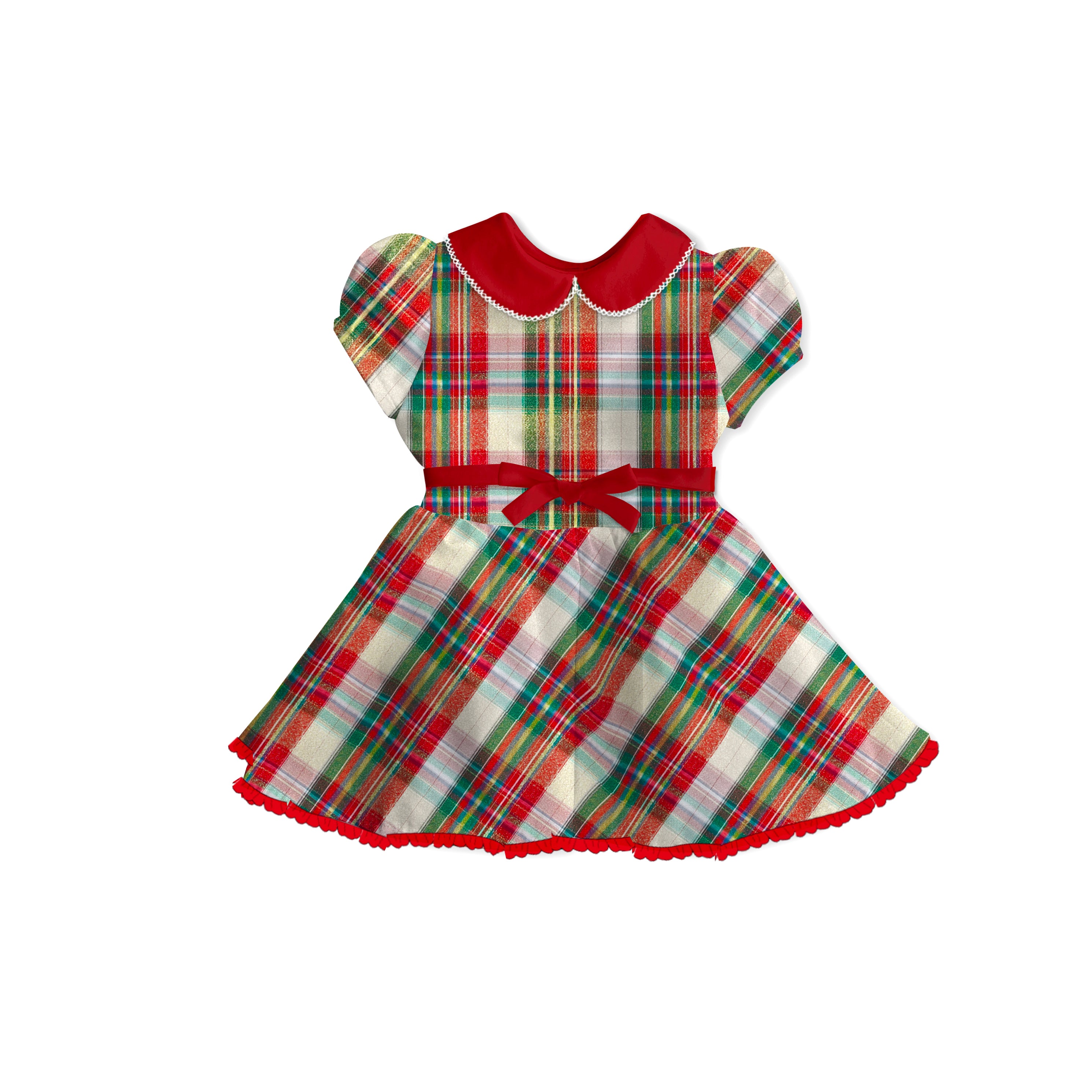 Nutcracker Tartan - Tea Basque Dress