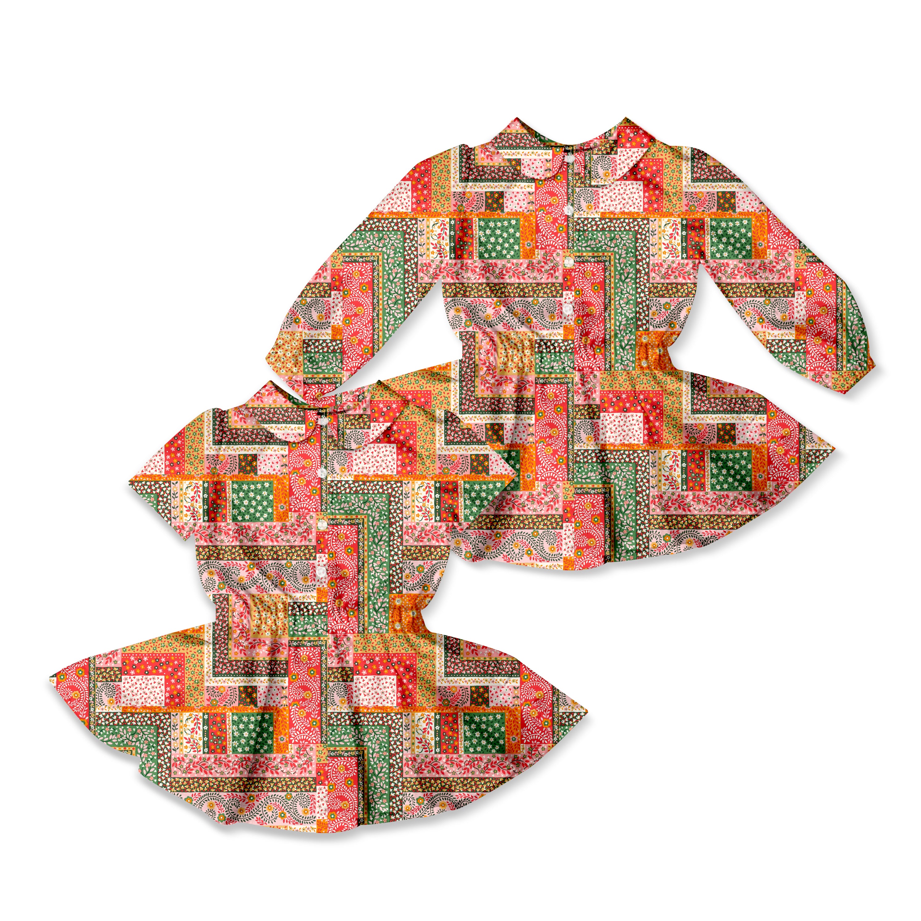 Liberty Patchwork - Button Front Twirl Dress