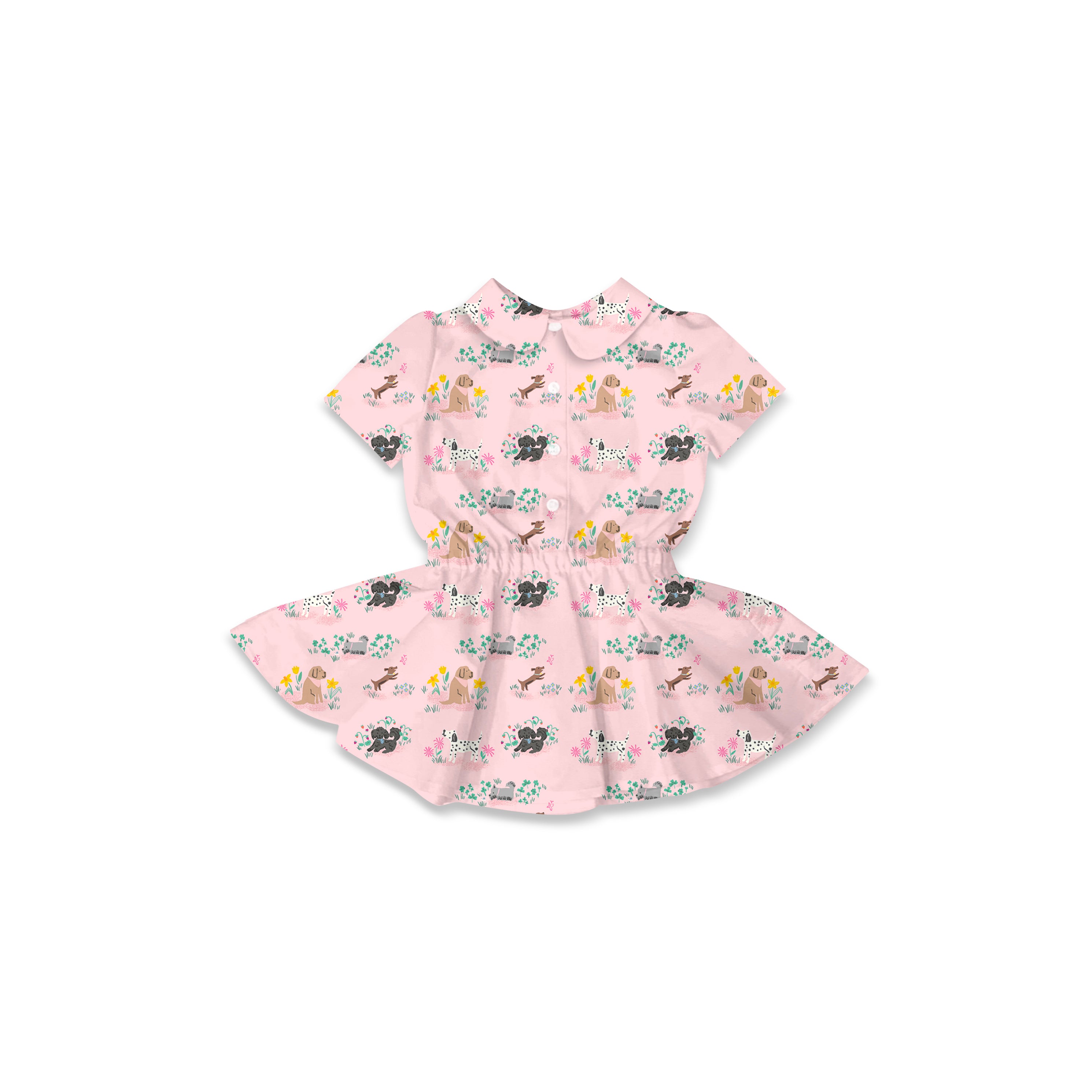 Pink Pups - Button Front Twirl Dress