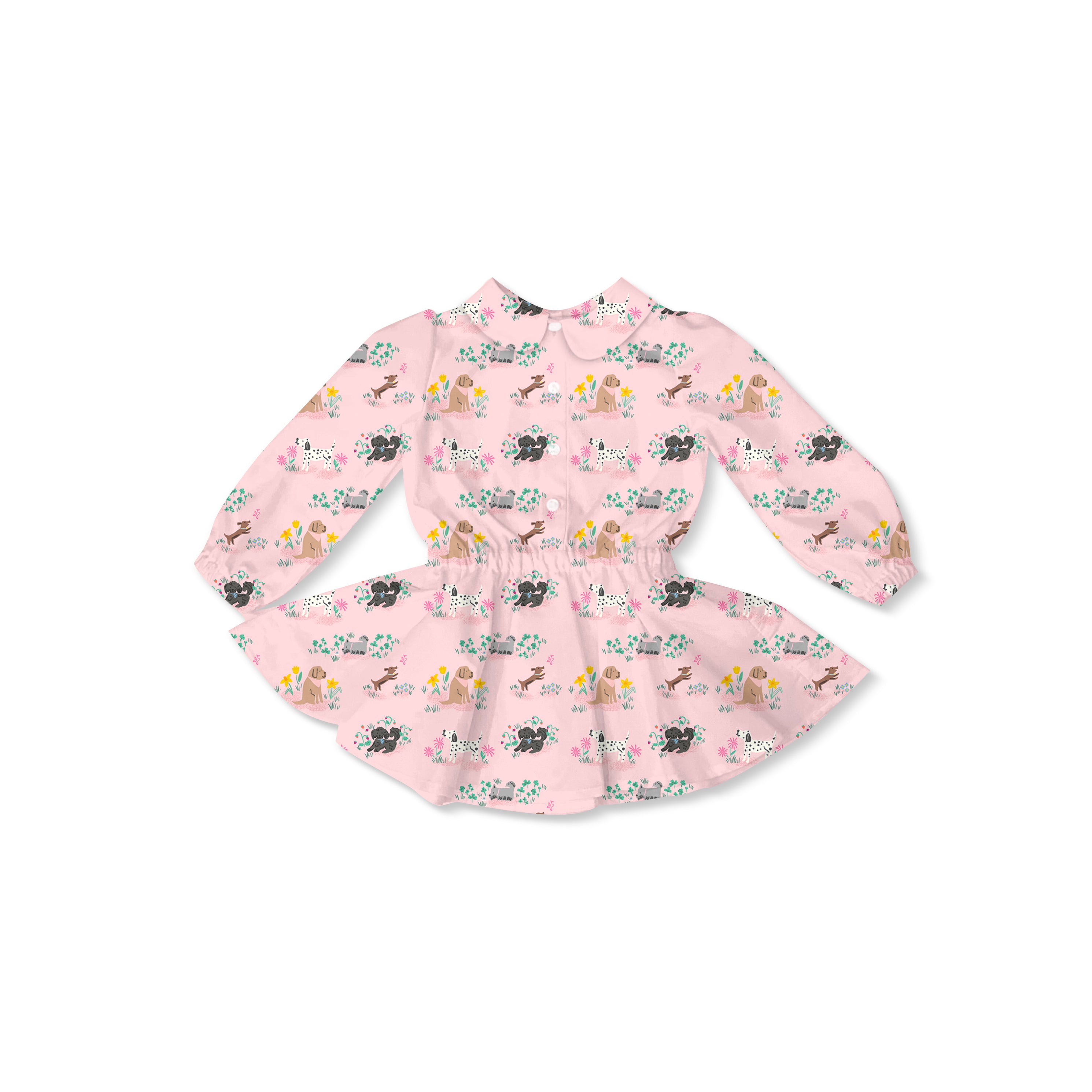 Pink Pups - Button Front Twirl Dress