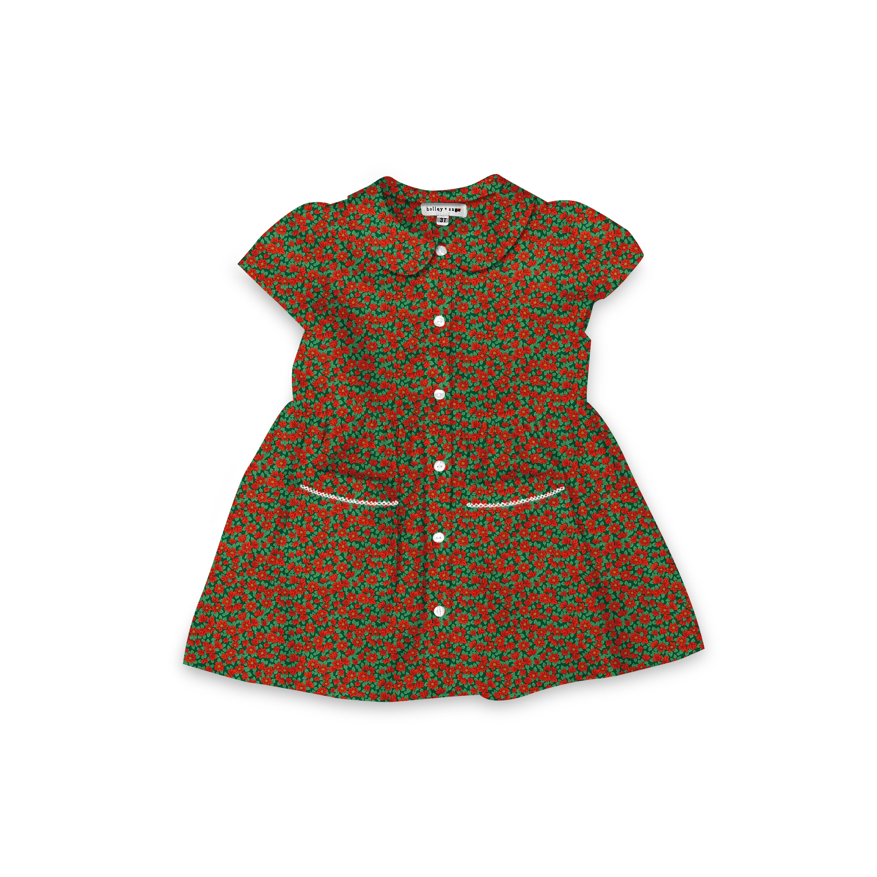 Poinsettas - Smock Collared Dress