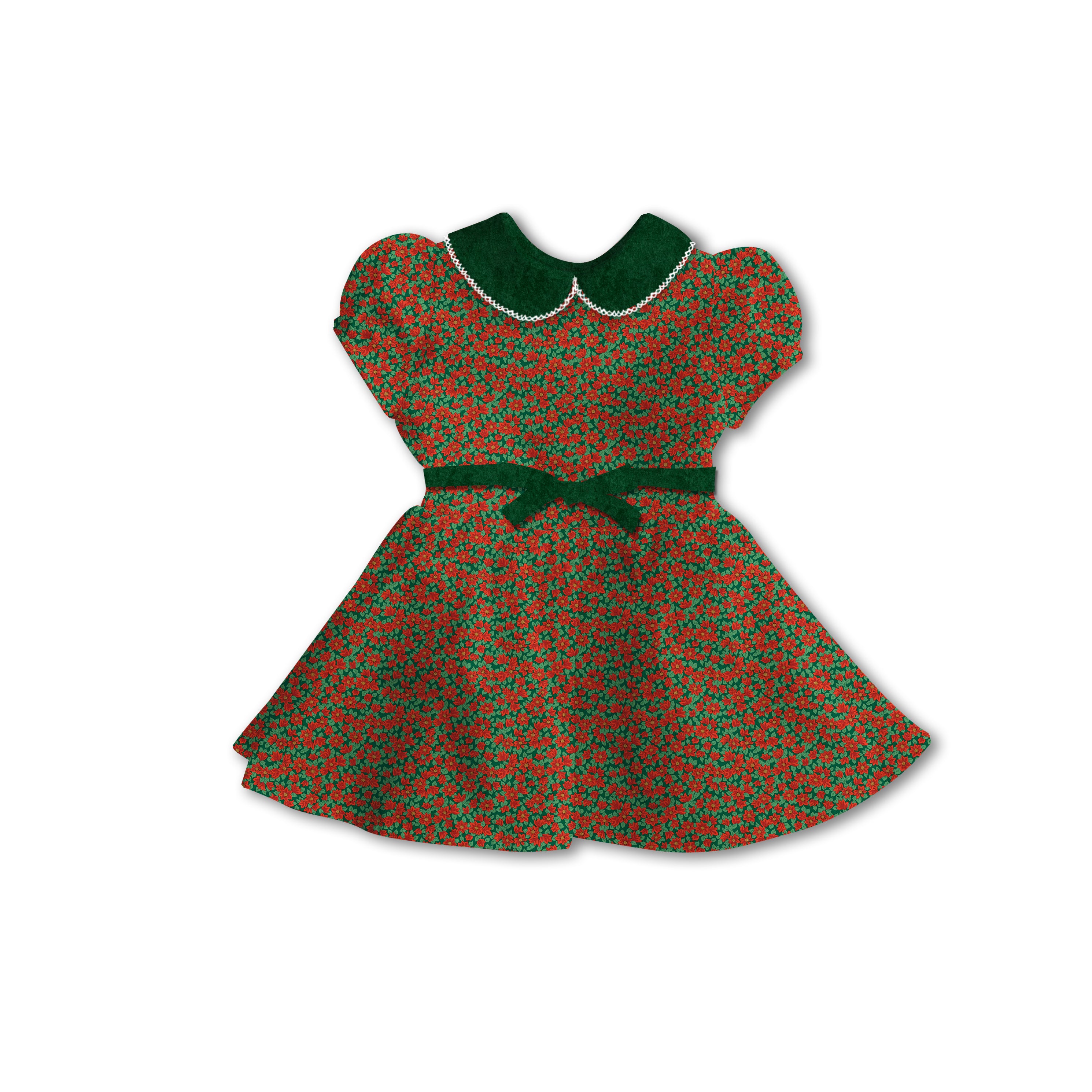 Poinsettas - Tea Basque Dress