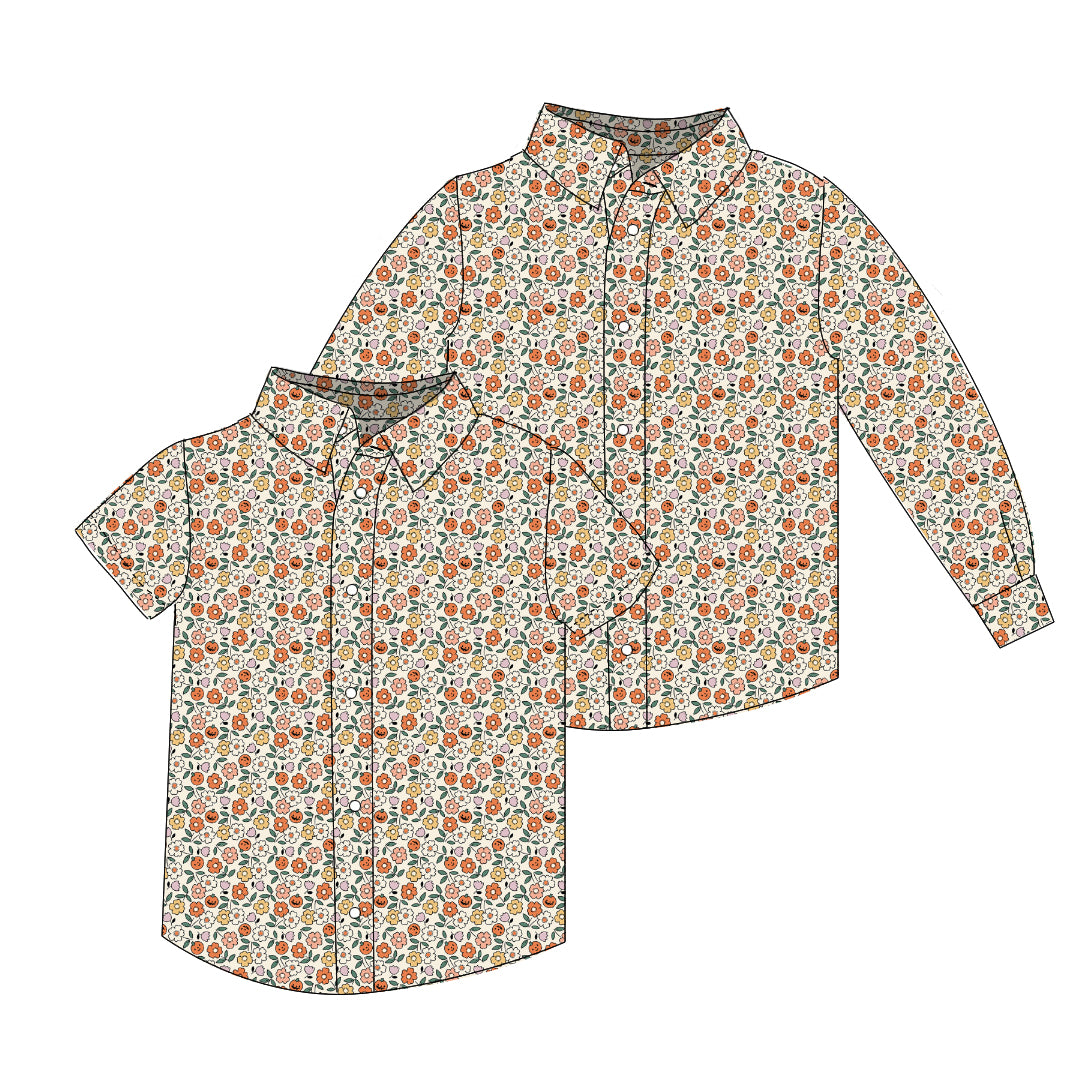 Pumpkin Floral - Button Up Shirt