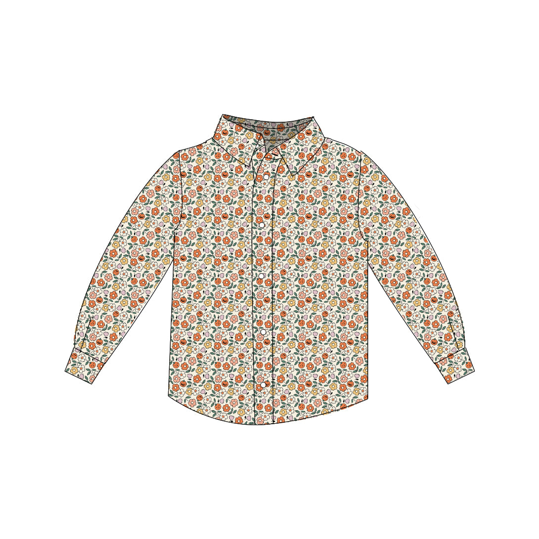 Pumpkin Floral - Button Up Shirt