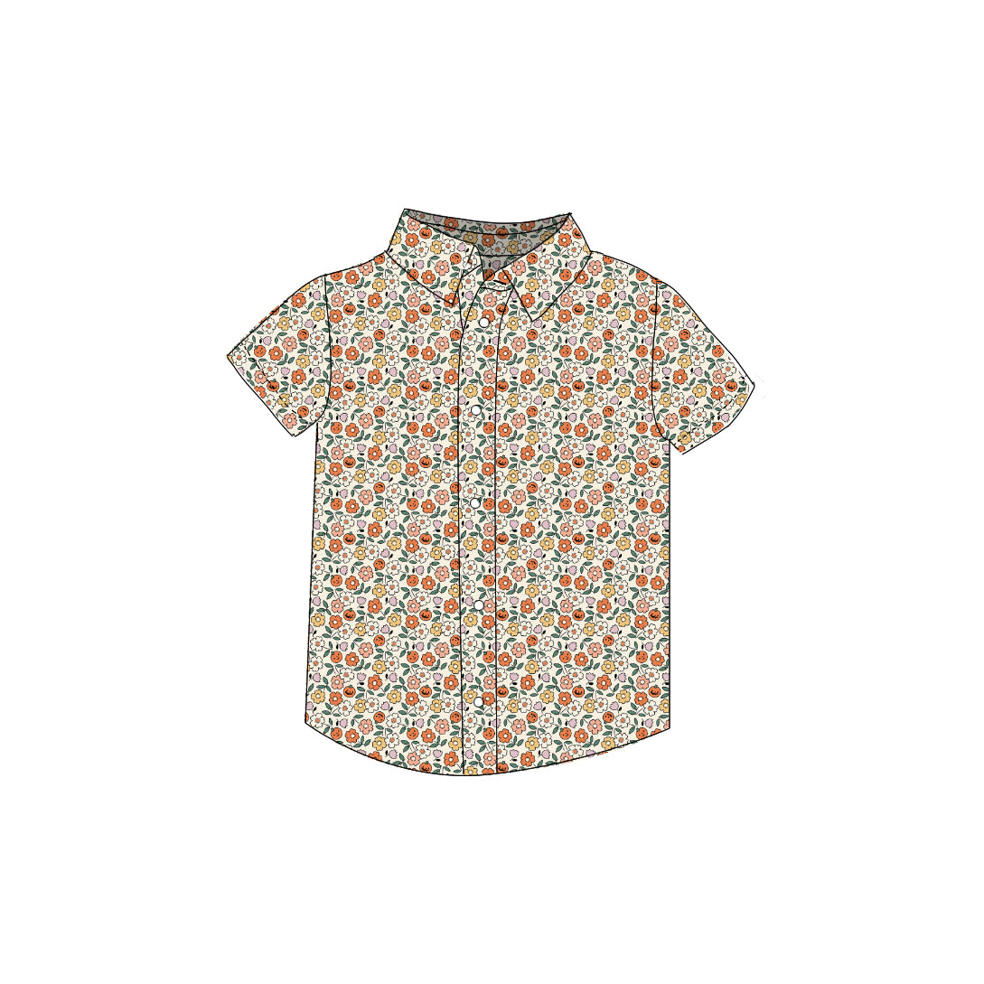 Pumpkin Floral - Button Up Shirt